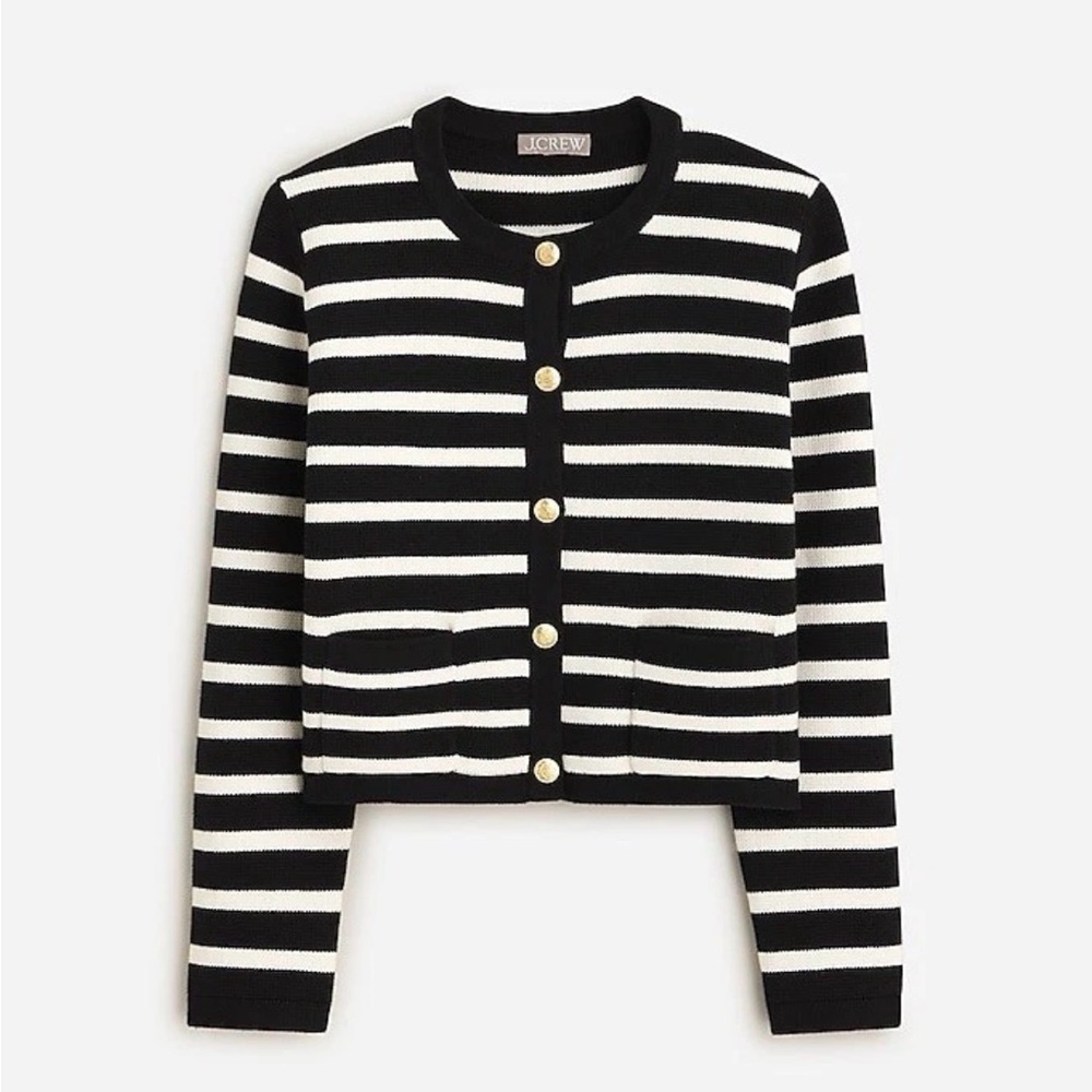 J Crew Emille striped sweater jacket
